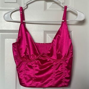 Satin Pink Crop Top